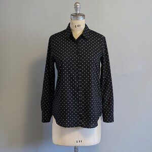Black and White Polka Dot Button Up Shirt Uniqlo XS